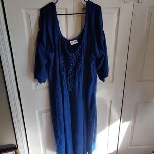 Holy Clothing Blue Renaissance Dress 3x Embroidered Plus Size Medieval Peasant